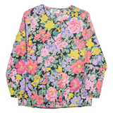 CAFE Womens Printed Blouse Black Long Sleeve Floral M