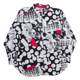 YESSICA Womens Printed Shirt Black Collared Long Sleeve Viscose Crazy Pattern M