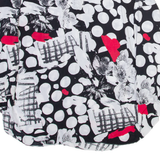 YESSICA Womens Printed Shirt Black Collared Long Sleeve Viscose Crazy Pattern M