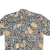 Womens Printed Shirt White Collared Viscose Animal Print M
