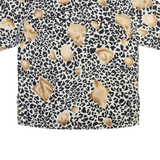 Womens Printed Shirt White Collared Viscose Animal Print M