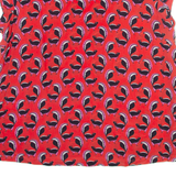 Sheer Womens Printed Blouse Red Sleeveless Viscose Crazy Pattern S