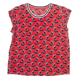 Sheer Womens Printed Blouse Red Sleeveless Viscose Crazy Pattern S