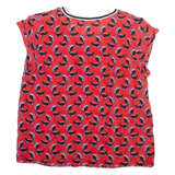 Sheer Womens Printed Blouse Red Sleeveless Viscose Crazy Pattern S