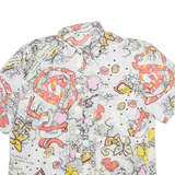 Womens Printed Shirt White Collared Crazy Pattern M