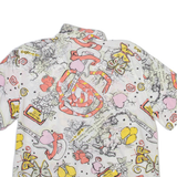 Womens Printed Shirt White Collared Crazy Pattern M