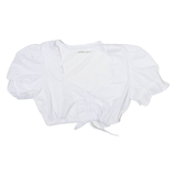 ESMARA Womens Cropped Blouse White Puff Sleeve M