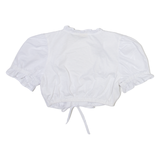 ESMARA Womens Cropped Blouse White Puff Sleeve M
