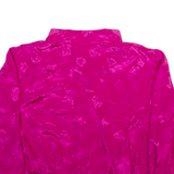 Womens Printed Blouse Pink Collared Long Sleeve Crazy Pattern M