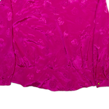 Womens Printed Blouse Pink Collared Long Sleeve Crazy Pattern M