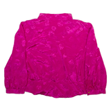 Womens Printed Blouse Pink Collared Long Sleeve Crazy Pattern M