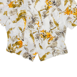 YESSICA Womens Printed Blouse White V-Neck Viscose Floral L