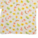 VALENTINE Womens Printed Shirt White Collared 90s Crazy Pattern L