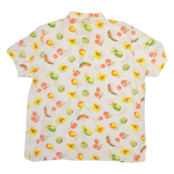 VALENTINE Womens Printed Shirt White Collared 90s Crazy Pattern L