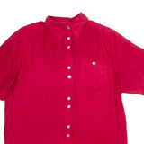 DEVILLE Womens Shirt Red Collared Silk L