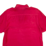 DEVILLE Womens Shirt Red Collared Silk L