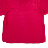 DEVILLE Womens Shirt Red Collared Silk L