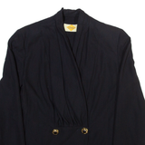 GLAMER Womens Wrap Blouse Black V-Neck Long Sleeve Viscose M