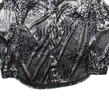 Womens Printed Shirt Silver Collared Long Sleeve Silk Animal Print M