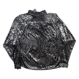Womens Printed Shirt Silver Collared Long Sleeve Silk Animal Print M