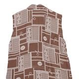 WAY Womens Printed Vest Brown V-Neck Sleeveless Crazy Pattern M