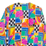 SAMPA Womens Printed Blouse Blue V-Neck Long Sleeve Crazy Pattern M