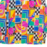 SAMPA Womens Printed Blouse Blue V-Neck Long Sleeve Crazy Pattern M