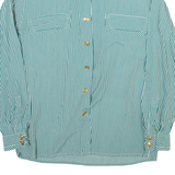 Womens Printed Shirt Green Collared Long Sleeve Striped M