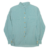 Womens Printed Shirt Green Collared Long Sleeve Striped M
