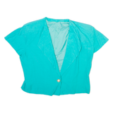 Womens Cropped Waistcoat Blue V-Neck M