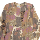 CARILLO Womens Printed Shirt Brown Long Sleeve Crazy Pattern XL
