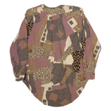 CARILLO Womens Printed Shirt Brown Long Sleeve Crazy Pattern XL
