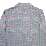 Womens Printed Shirt Grey Collared Long Sleeve Silk Crazy Pattern M