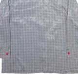Womens Printed Shirt Grey Collared Long Sleeve Silk Crazy Pattern M
