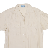 DEVILLE Womens Shirt Beige Collared Silk M