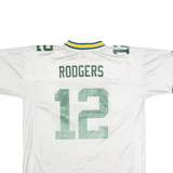 REEBOK Green Bay Packers Alternate #12 Rodgers Mens Jersey White USA V-Neck XL
