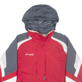 COLUMBIA Mens Rain Coat Red Hooded L