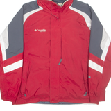 COLUMBIA Mens Rain Coat Red Hooded L