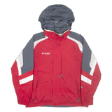 COLUMBIA Mens Rain Coat Red Hooded L