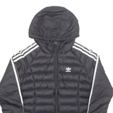 ADIDAS Womens Puffer Jacket Black Nylon Hooded UK 6