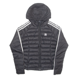 ADIDAS Womens Puffer Jacket Black Nylon Hooded UK 6
