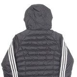 ADIDAS Womens Puffer Jacket Black Nylon Hooded UK 6