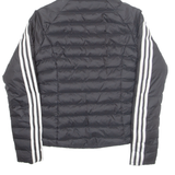 ADIDAS Womens Puffer Jacket Black Nylon Hooded UK 6