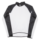 Cycling Mens Jersey White Long Sleeve 1/2 Zip M