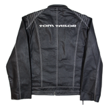 TOM TAILOR 007 Mens Biker Jacket Black Leather 90s XL
