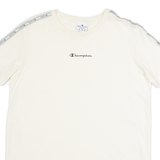 CHAMPION Womens T-Shirt Cream Crew Neck L