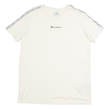 CHAMPION Womens T-Shirt Cream Crew Neck L
