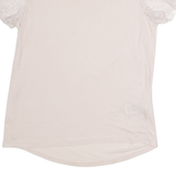 TED BAKER Lace Sleeve Womens T-Shirt Pink Crew Neck XS