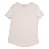 TED BAKER Lace Sleeve Womens T-Shirt Pink Crew Neck XS