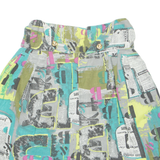 SORBOLI Womens Chino Shorts Green 90s Crazy Pattern XS W24